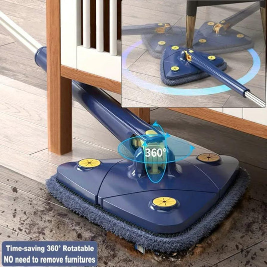 360° Rotating Triangular Flat Mop with Spray & 3 Reusable Pads