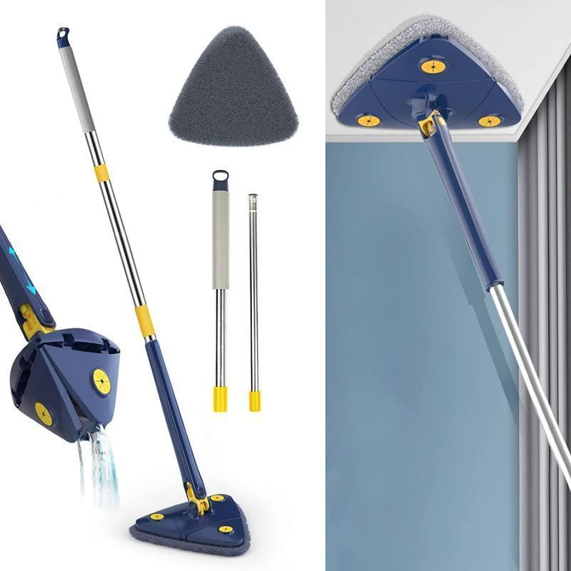 360° Rotating Triangular Flat Mop with Spray & 3 Reusable Pads