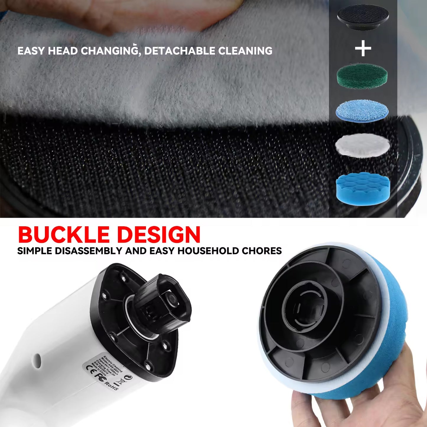 Power Spin Scrubber with Long Handle & 7 Brush Heads
